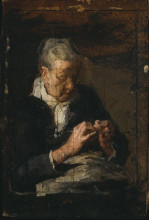 Репродукция картины "woman knitting" художника "икинс томас"
