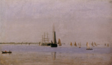 Репродукция картины "ships and sailboats on the delaware" художника "икинс томас"