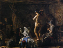 Картина "william rush carving his allegorical figure of the schuykill river" художника "икинс томас"