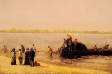 Копия картины "shad fishing at gloucester on the delaware river" художника "икинс томас"
