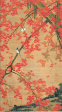 Копия картины "maple tree and small birds" художника "ито дзякутю"