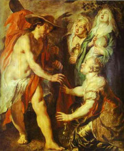 Репродукция картины "christ comes as a gardener to three marys" художника "йорданс якоб"