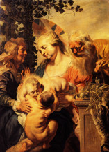 Картина "holy family with elizabeth and child john the baptist" художника "йорданс якоб"
