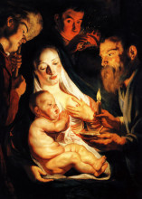 Репродукция картины "adoration of the shepherds" художника "йорданс якоб"