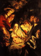 Копия картины "adoration of the shepherds" художника "йорданс якоб"