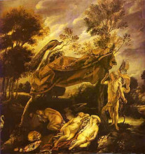Картина "cupid and sleeping nymphs" художника "йорданс якоб"