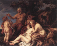 Репродукция картины "education of jupiter" художника "йорданс якоб"