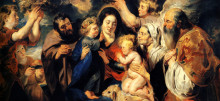 Картина "the holy family and child st. john the baptist" художника "йорданс якоб"