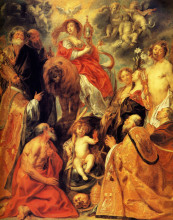 Копия картины "the veneration of the eucharist" художника "йорданс якоб"