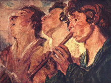 Репродукция картины "three musicians" художника "йорданс якоб"