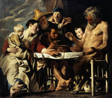 Картина "the satyr with the peasants" художника "йорданс якоб"