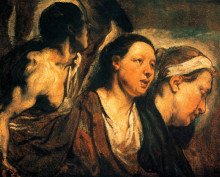 Копия картины "study of two female heads and torso of a warrior" художника "йорданс якоб"