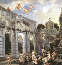 Репродукция картины "nymphs at the fountain of love" художника "йорданс якоб"