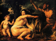 Репродукция картины "infant jupiter fed by the goat amalthea" художника "йорданс якоб"