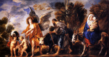 Репродукция картины "the flight into egypt" художника "йорданс якоб"