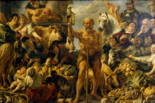 Картина "diogenes searching for an honest man" художника "йорданс якоб"