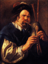 Репродукция картины "self-portrait as a bagpipe player" художника "йорданс якоб"
