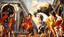 Копия картины "levade performed under the auspices of mars and in the presence of mercury, venus and a squire" художника "йорданс якоб"