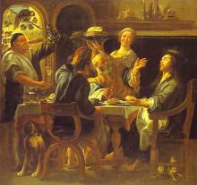 Картина "the supper at emmaus" художника "йорданс якоб"