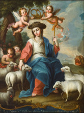 Репродукция картины "the divine shepherdess" художника "кабрера мигель"