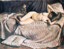Картина "naked woman lying on a couch" художника "кайботт гюстав"