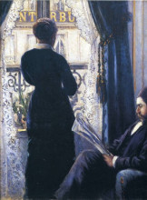 Репродукция картины "interior, woman at the window" художника "кайботт гюстав"