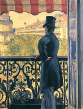 Репродукция картины "man on a balcony, boulevard haussmann" художника "кайботт гюстав"