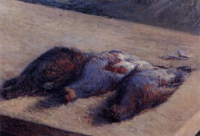 Картина "three partridges on a table" художника "кайботт гюстав"