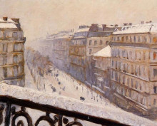Репродукция картины "boulevard haussmann in the snow" художника "кайботт гюстав"