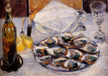Копия картины "still life with oysters" художника "кайботт гюстав"