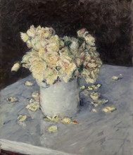 Репродукция картины "yellow roses in a vase" художника "кайботт гюстав"