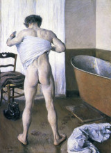 Репродукция картины "man at his bath" художника "кайботт гюстав"