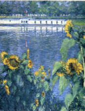 Картина "sunflowers on the banks of the seine" художника "кайботт гюстав"