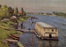 Копия картины "the pontoon at argenteuil" художника "кайботт гюстав"
