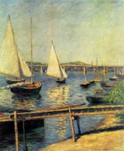Репродукция картины "sailing boats at argenteuil" художника "кайботт гюстав"