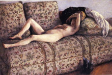 Репродукция картины "nude on a couch" художника "кайботт гюстав"