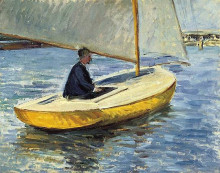 Репродукция картины "the yellow boat" художника "кайботт гюстав"