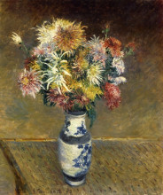 Репродукция картины "chrysanthemums in a vase" художника "кайботт гюстав"