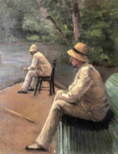 Репродукция картины "fishermen on the banks of the yerres" художника "кайботт гюстав"