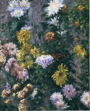 Репродукция картины "white and yellow chrysanthemums" художника "кайботт гюстав"