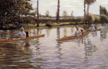 Репродукция картины "the canoe" художника "кайботт гюстав"