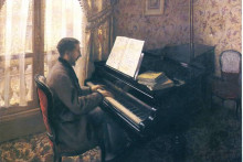 Репродукция картины "young man playing the piano" художника "кайботт гюстав"