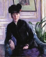 Репродукция картины "portrait of a young woman in an interior" художника "кайботт гюстав"