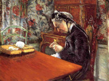 Картина "portrait of mademoiselle boissiere knitting" художника "кайботт гюстав"