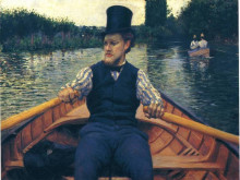 Репродукция картины "rower in a top hat" художника "кайботт гюстав"