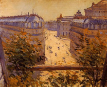 Репродукция картины "rue halevy, balcony view" художника "кайботт гюстав"