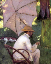 Репродукция картины "the painter under his parasol" художника "кайботт гюстав"