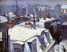 Репродукция картины "view of roofs (snow effect) or roofs under snow" художника "кайботт гюстав"