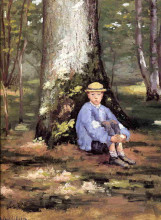 Репродукция картины "yerres, camille daurelle under an oak tree" художника "кайботт гюстав"
