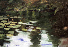 Репродукция картины "yerres, on the pond, water lilies" художника "кайботт гюстав"